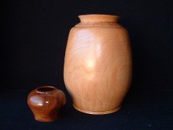 turned wood urn